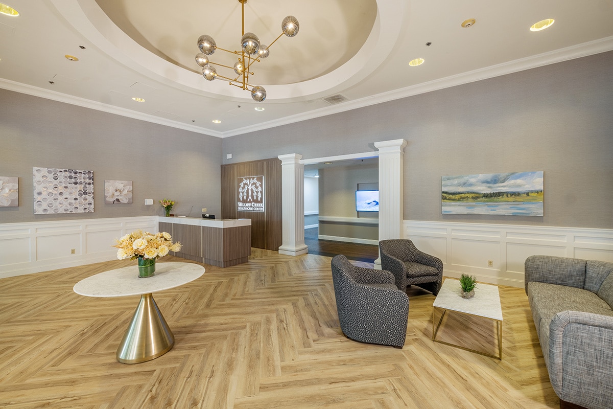 Willow Creek reception area with soft seating