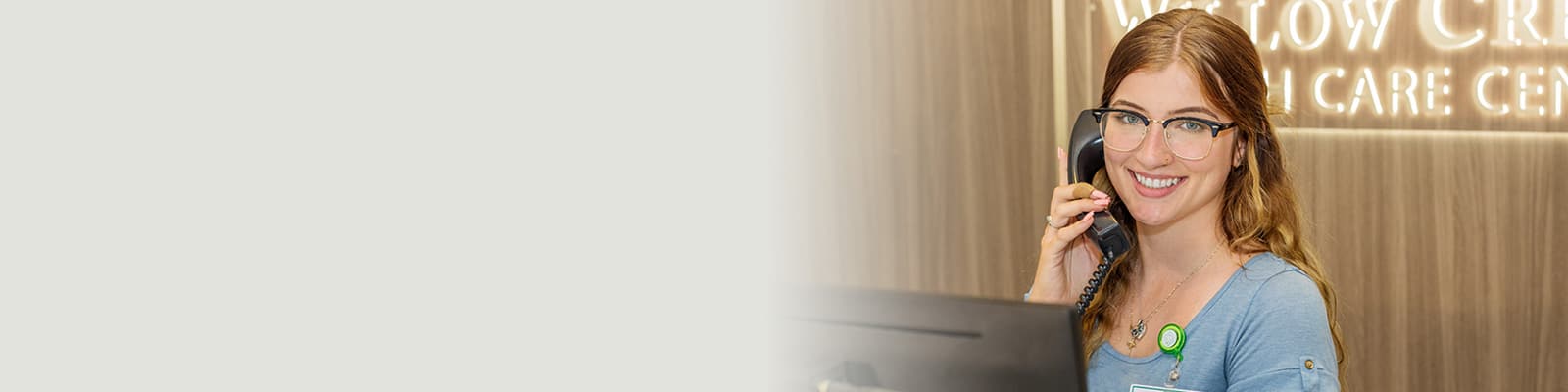 Willow Creek receptionist on the phone